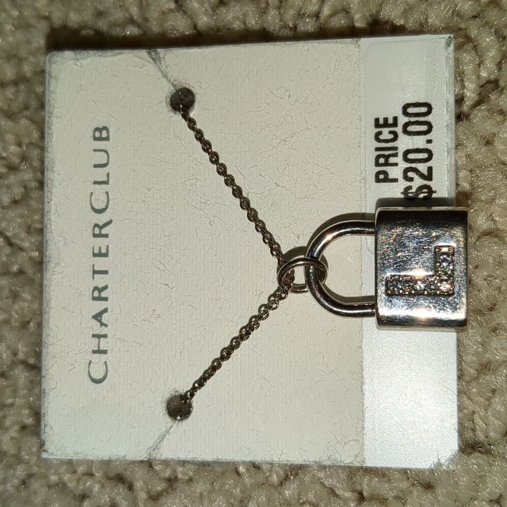 *New* Sterling Silver Lock Initial 'L' Necklace